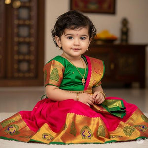 0 to 1 year Semi Pattu Lehengas