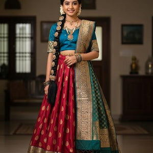 Free Size Pure Pattu Lehengas