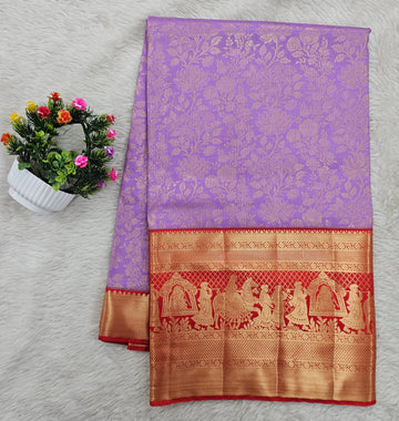 Red Lavender Palaki Border Saree