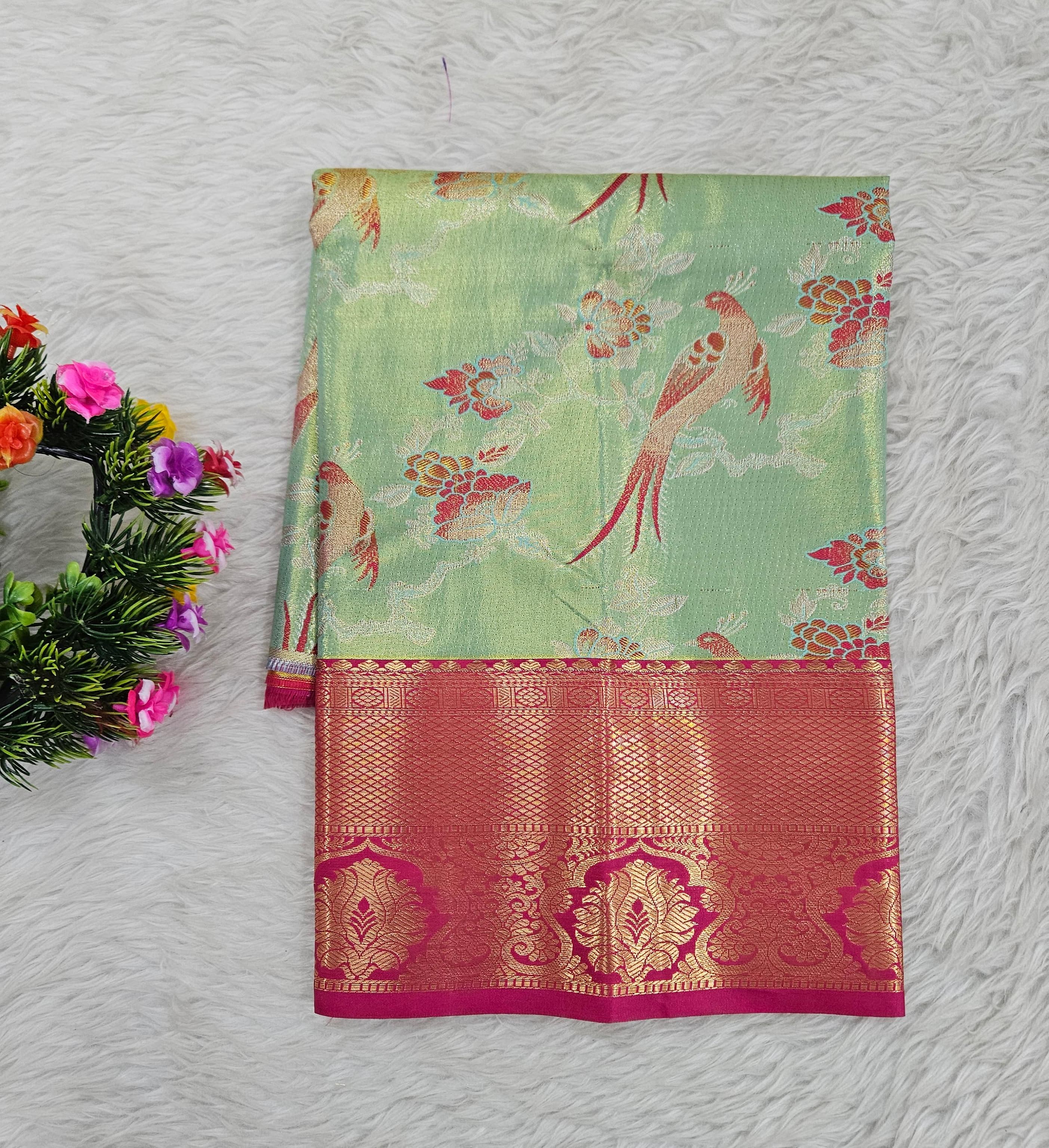 (0–1 Year) Lehenga – Unstitched (Blouse + Material)