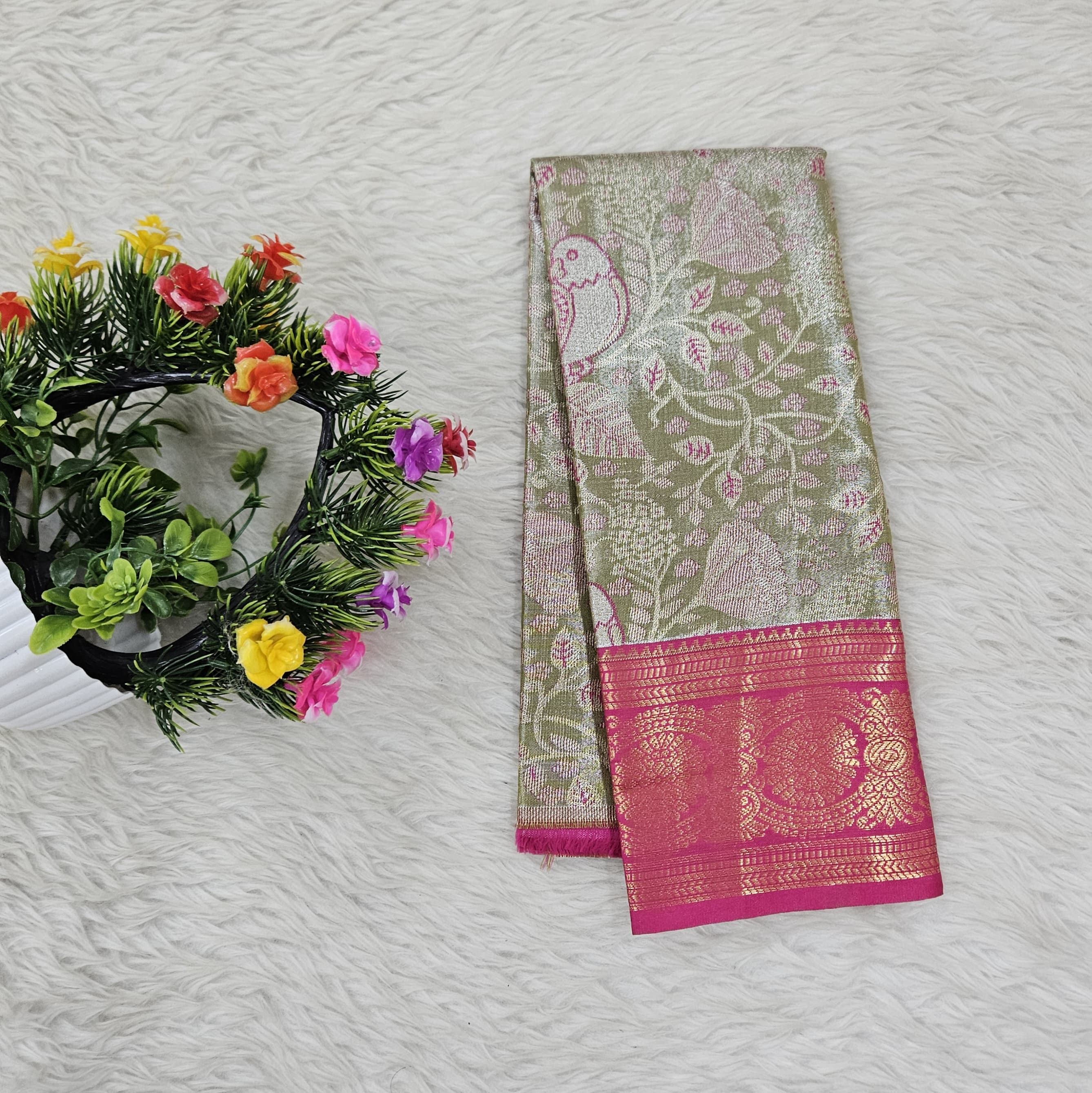 (0–1 Year) Lehenga – Unstitched (Blouse + Material)