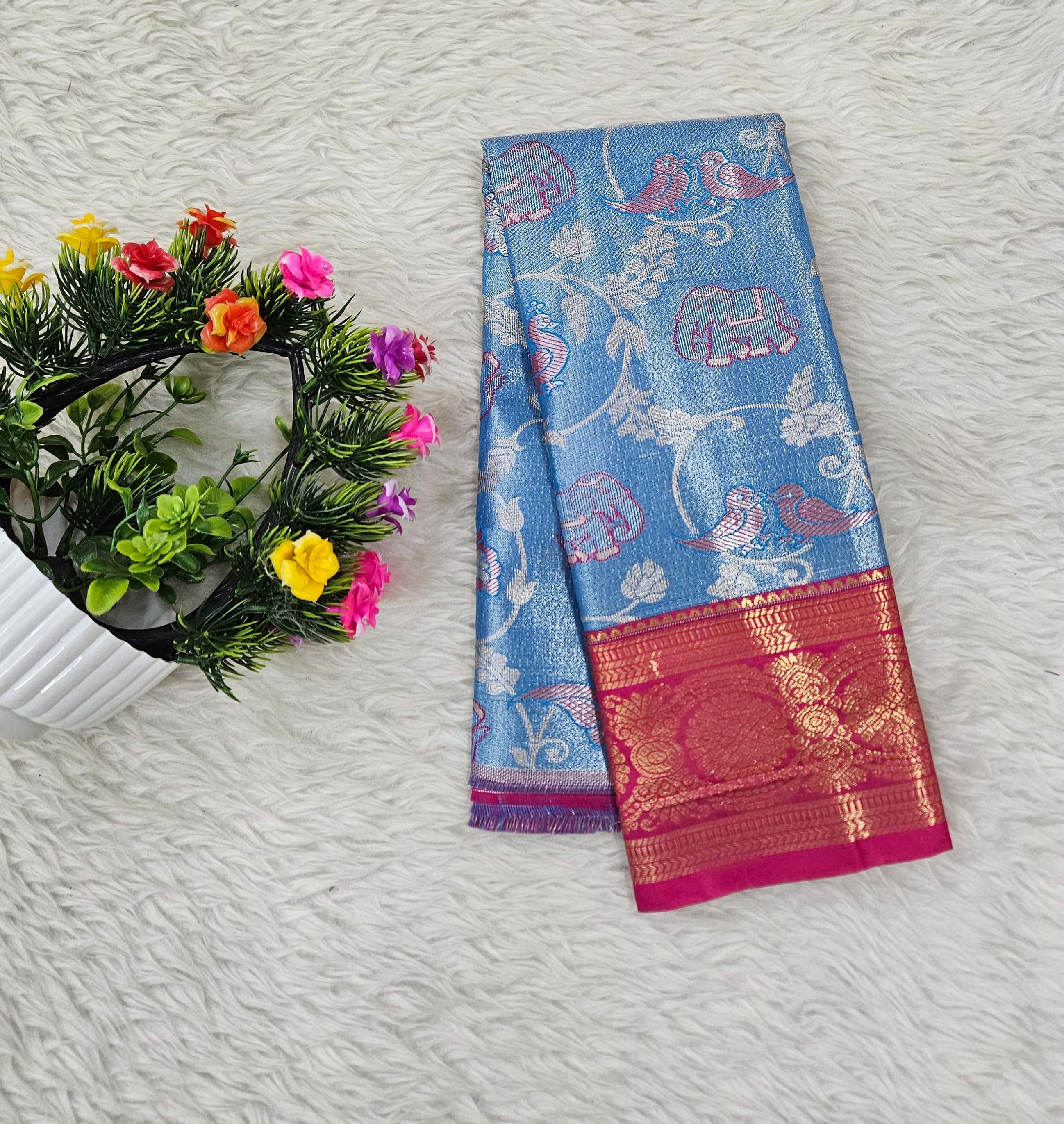 (0–1 Year) Lehenga – Unstitched (Blouse + Material)