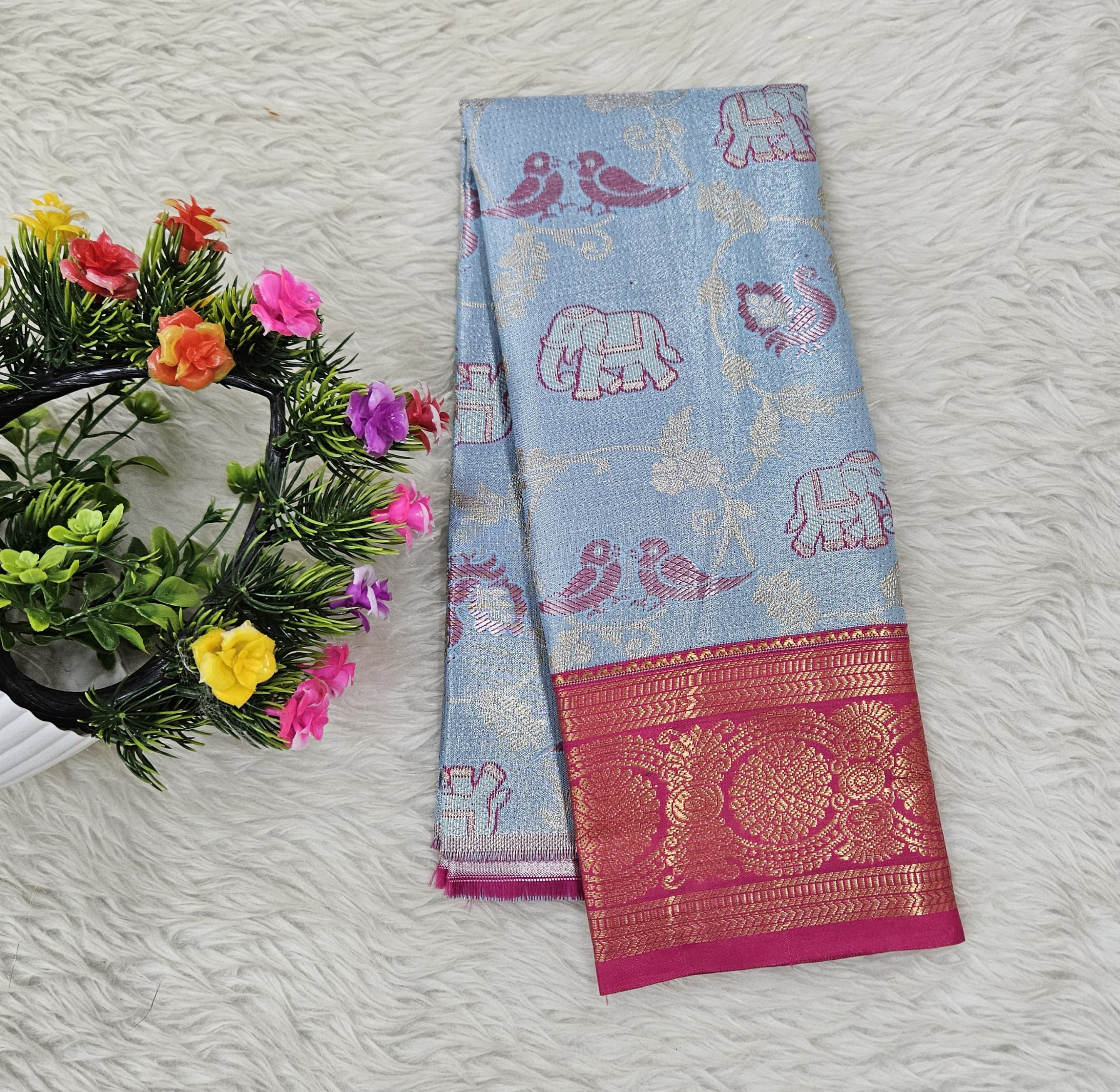 (0–1 Year) Lehenga – Unstitched (Blouse + Material)