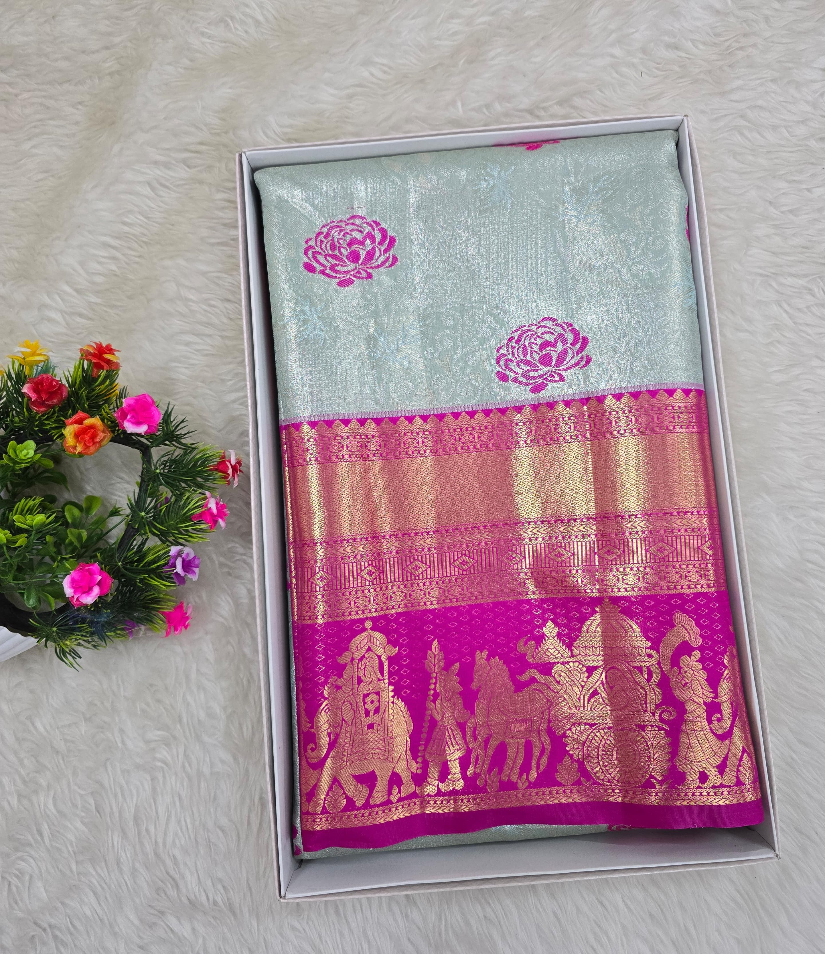 Semi Kanchipattu Tissue Sarees