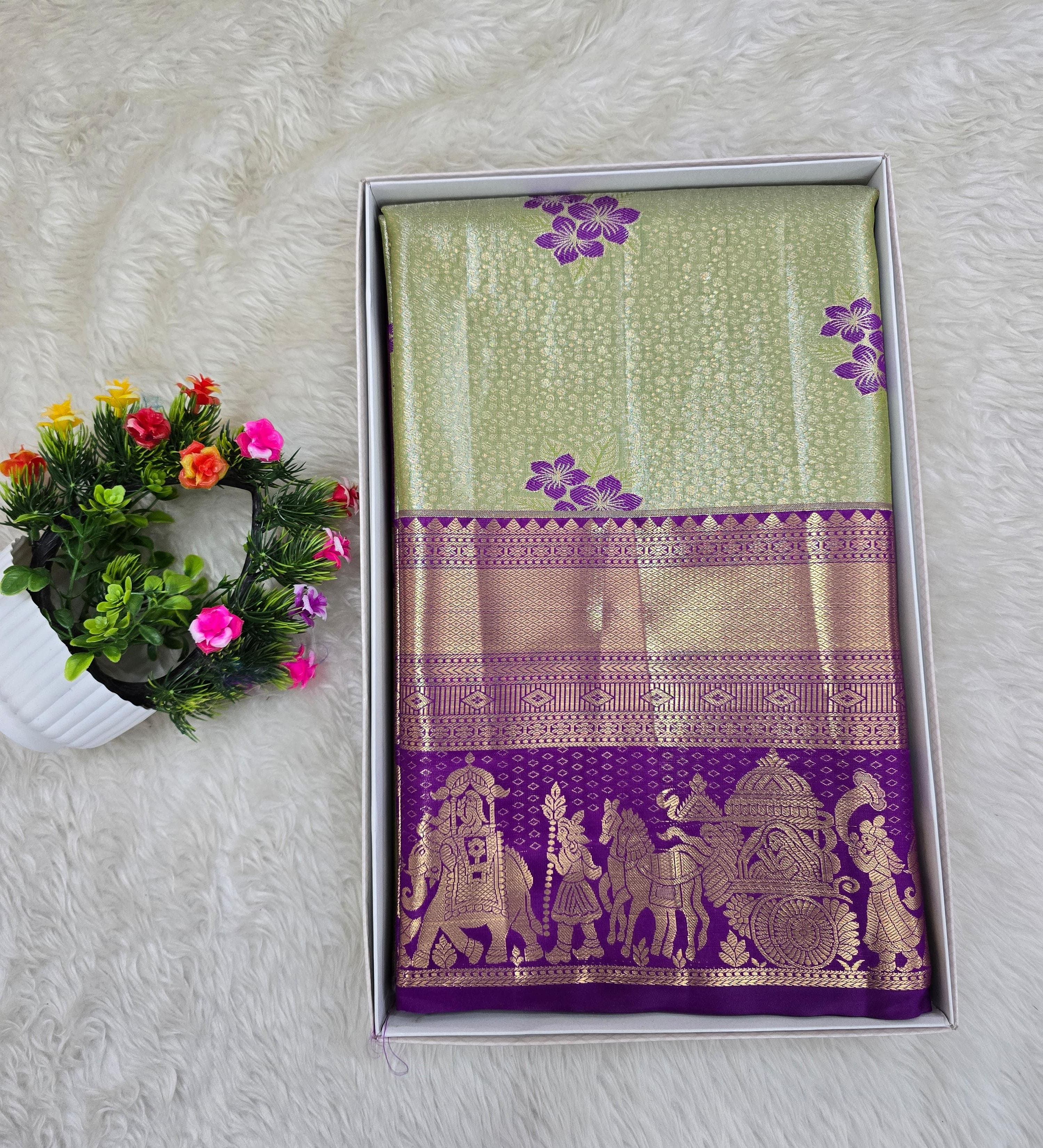 Semi Kanchipattu Tissue Sarees