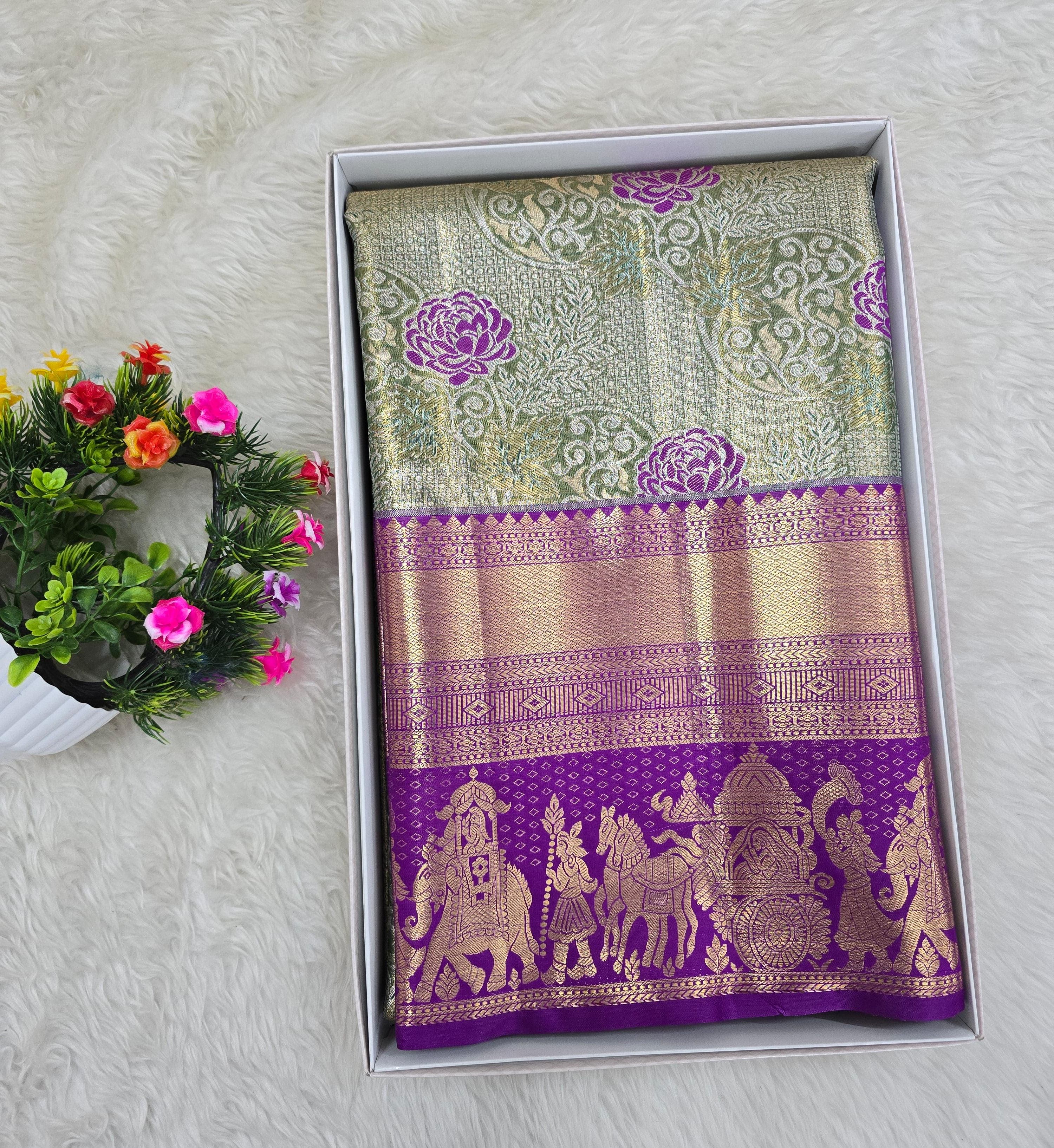 Semi Kanchipattu Tissue Sarees