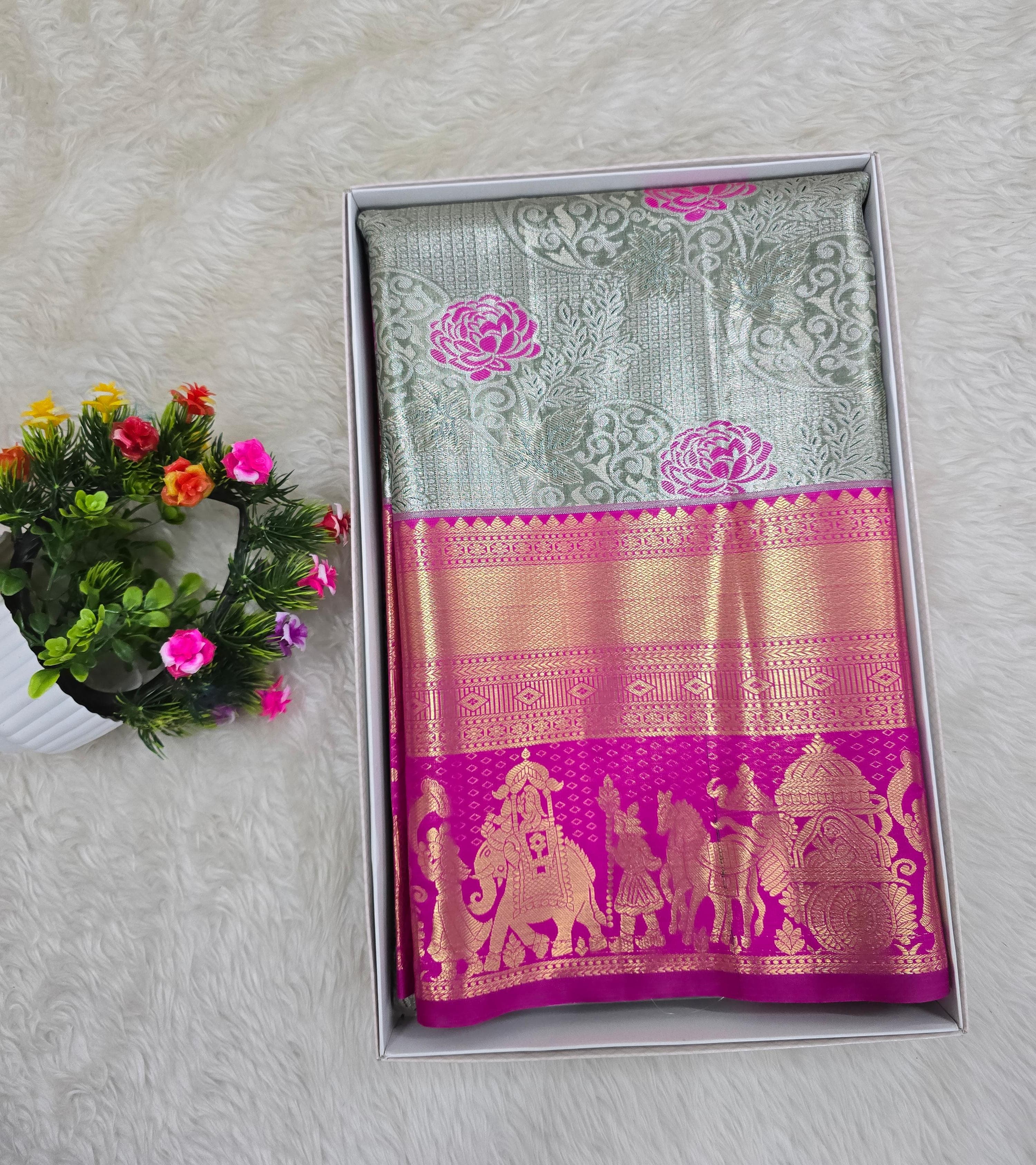 Semi Kanchipattu Tissue Sarees