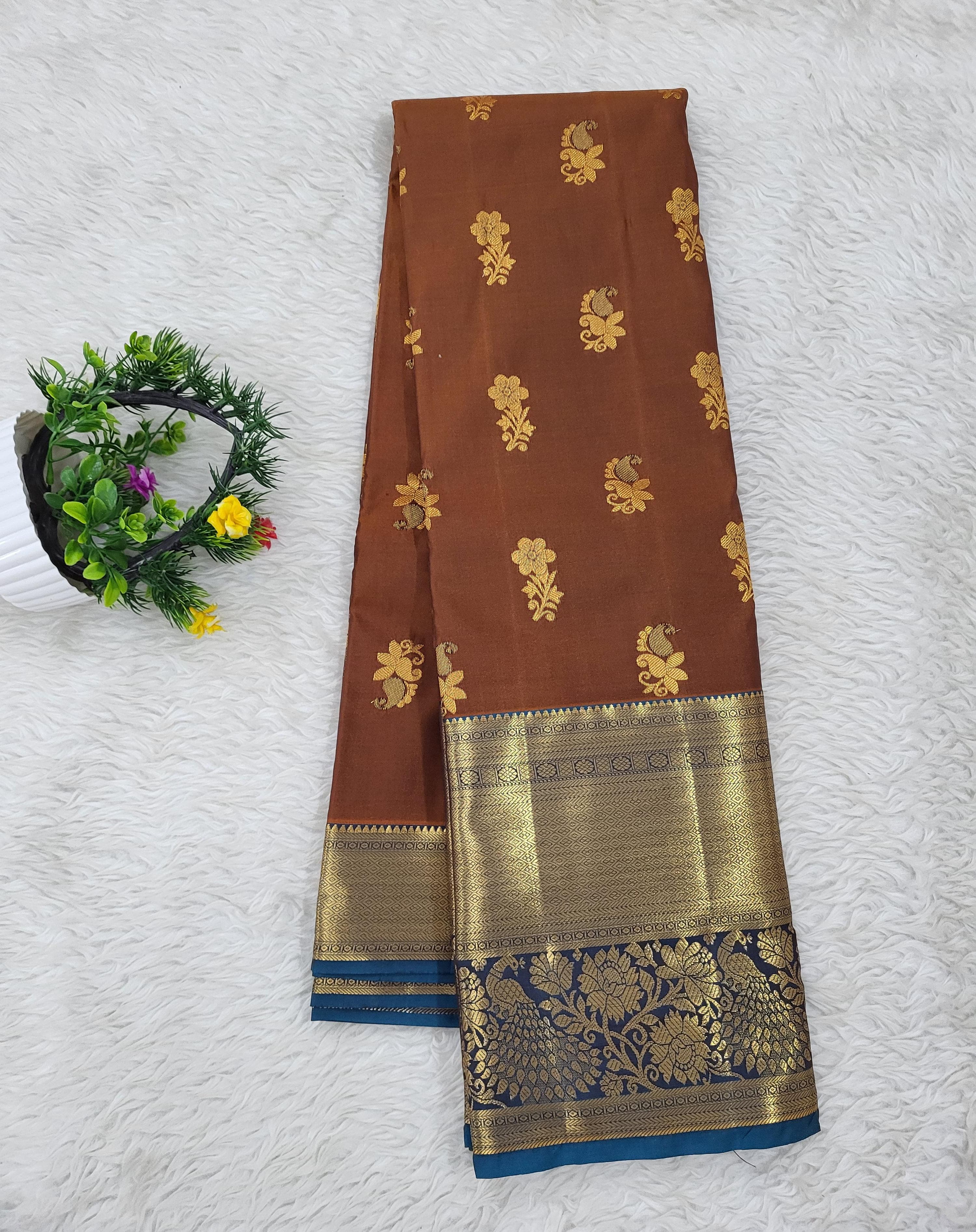 Semi kanchipattu Resham Butta Saree