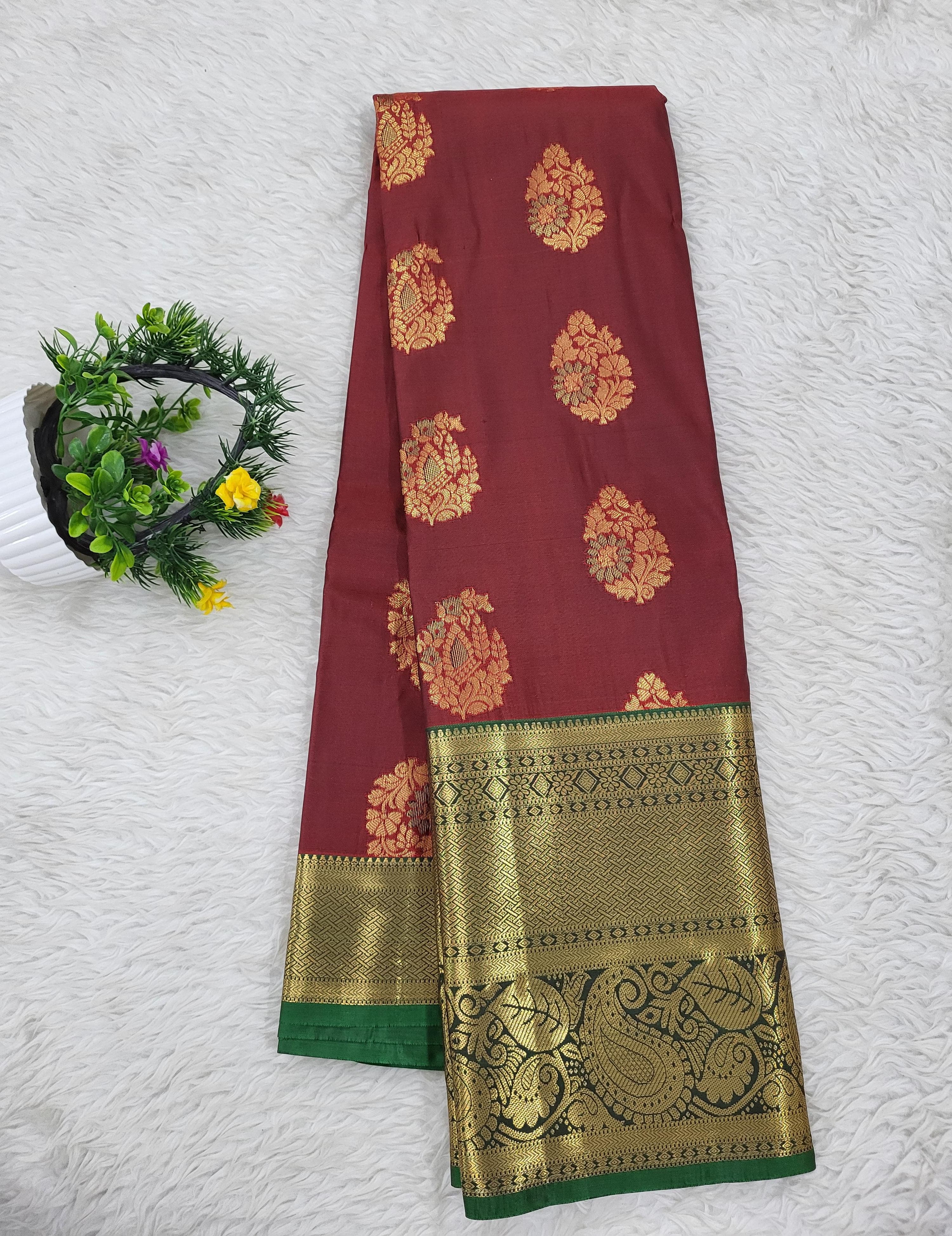 Semi kanchipattu Resham Butta Saree