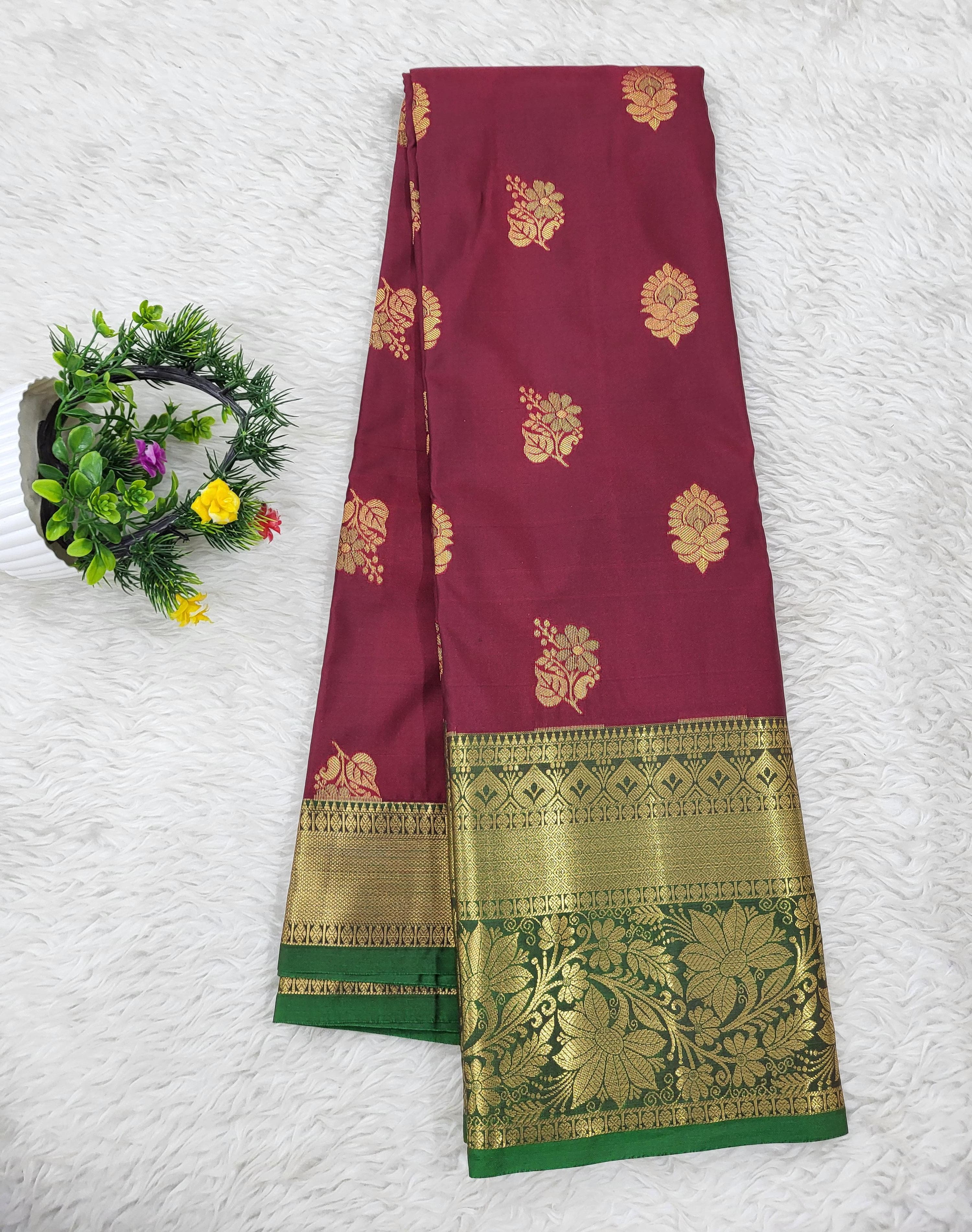 Semi kanchipattu Resham Butta Saree