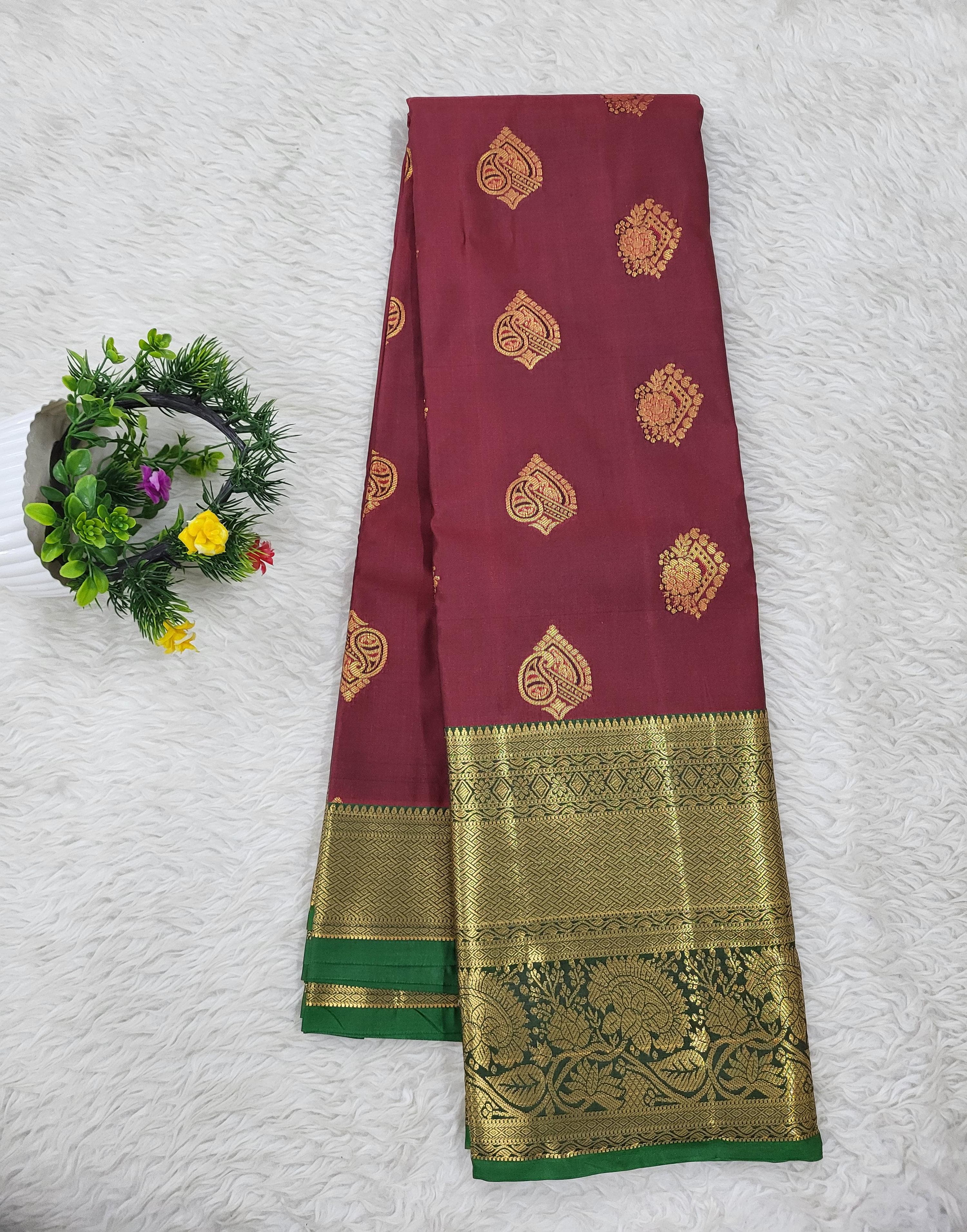 Semi kanchipattu Resham Butta Saree