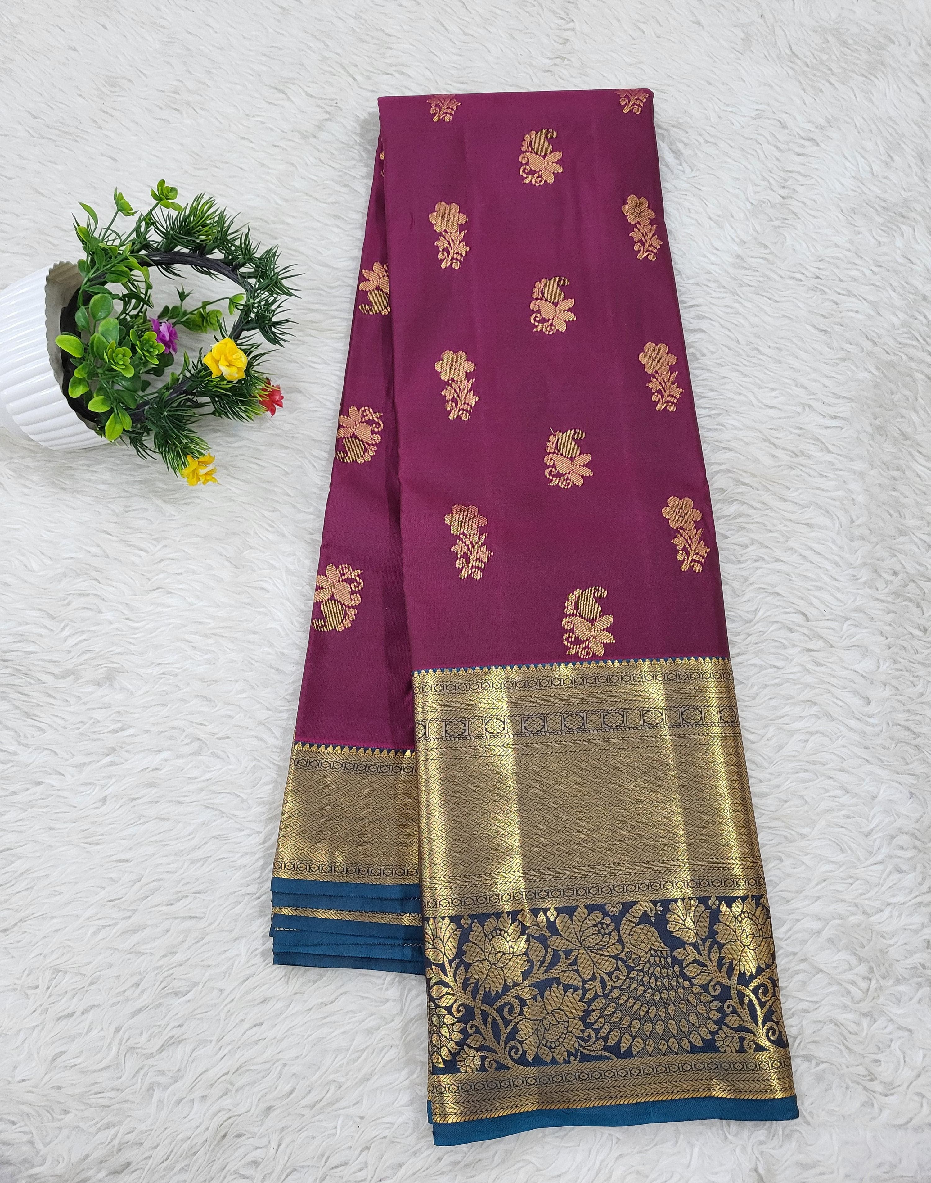 Semi kanchipattu Resham Butta Saree
