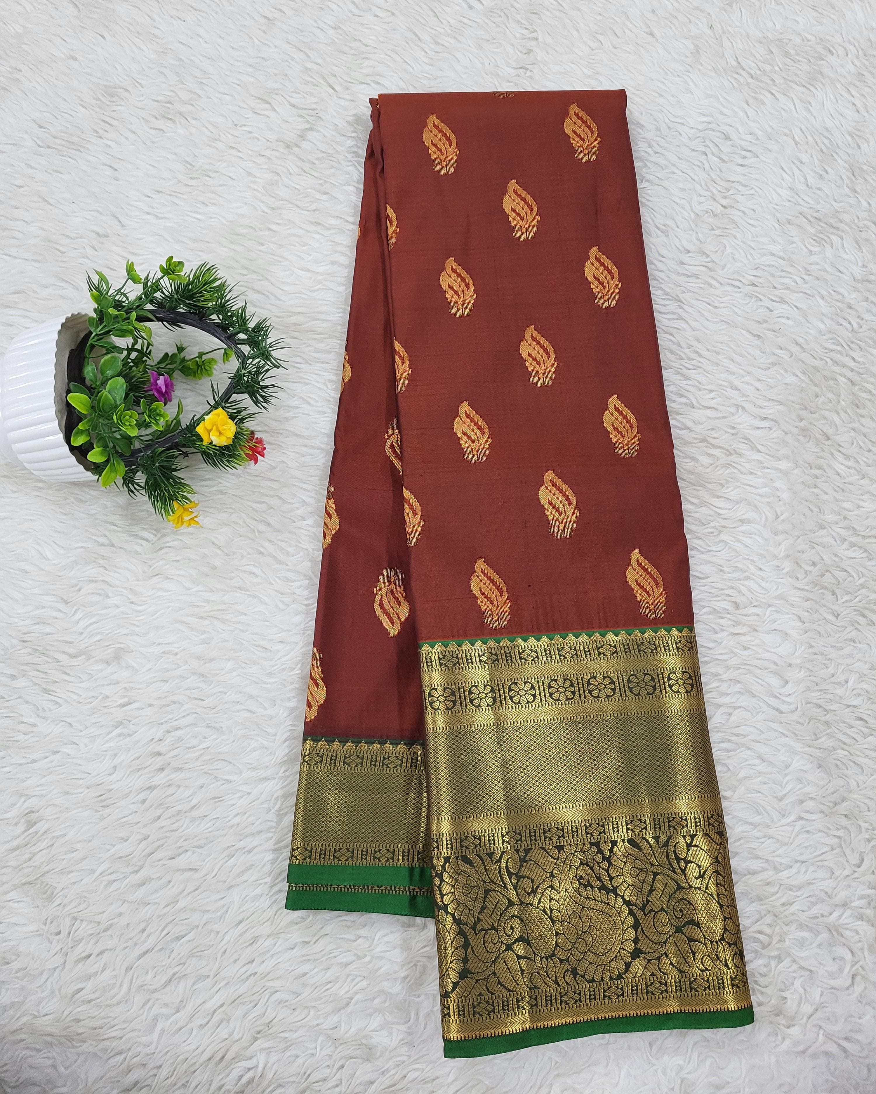 Semi kanchipattu Resham Butta Saree