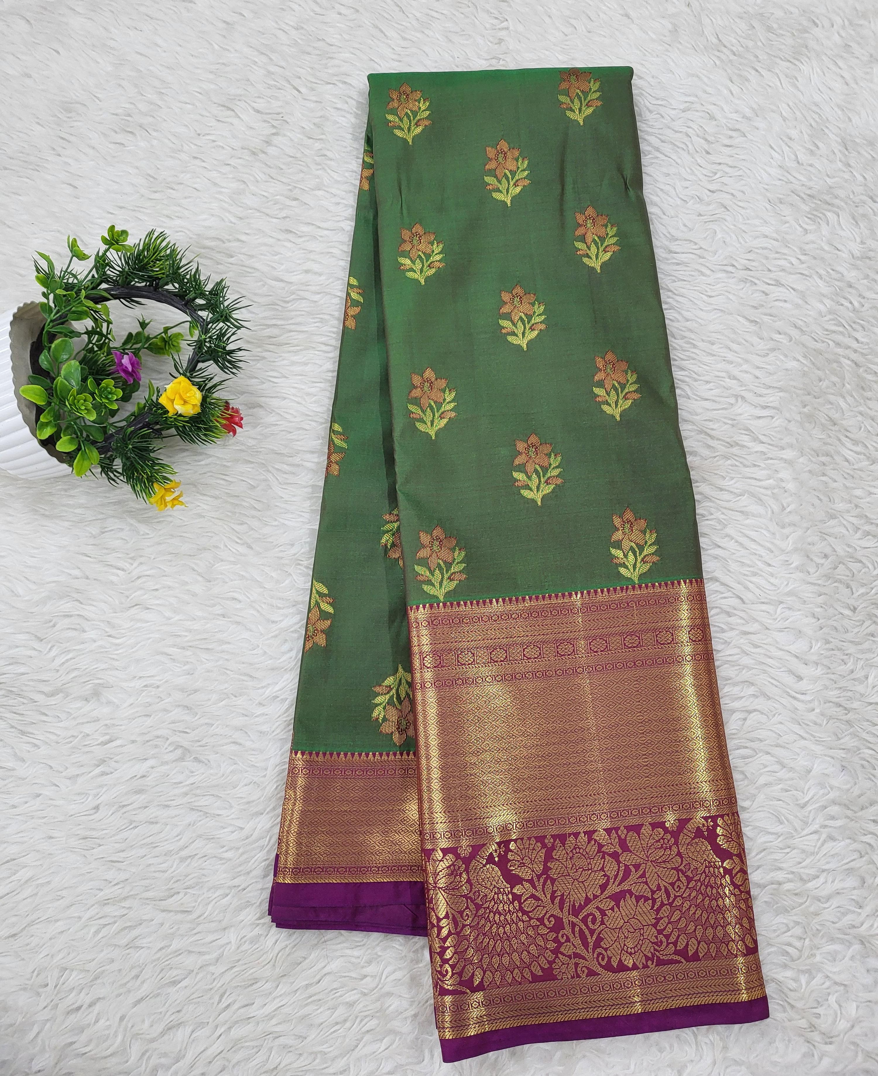 Semi kanchipattu Resham Butta Saree