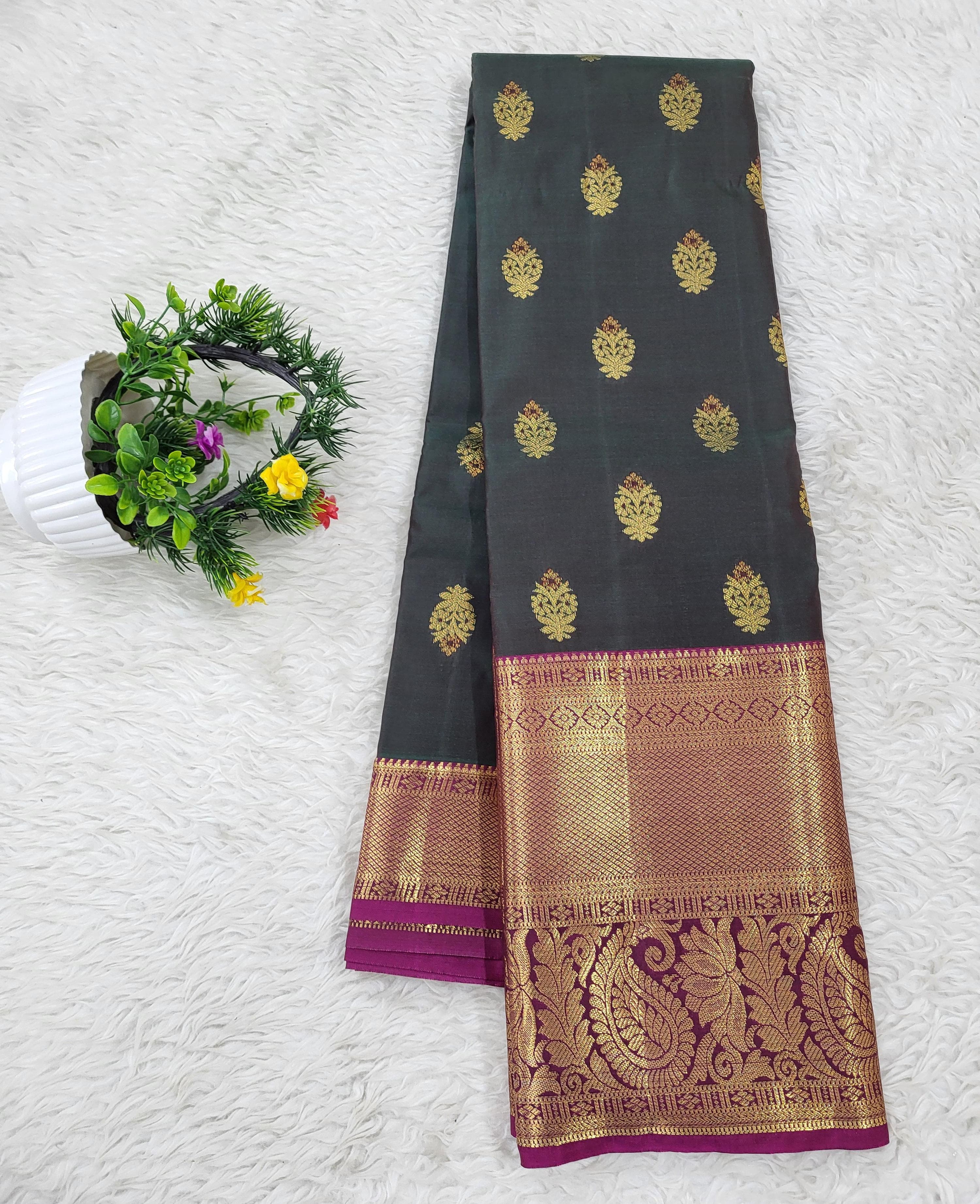 Semi kanchipattu Resham Butta Saree