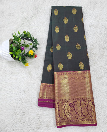 Semi kanchipattu Resham Butta Saree