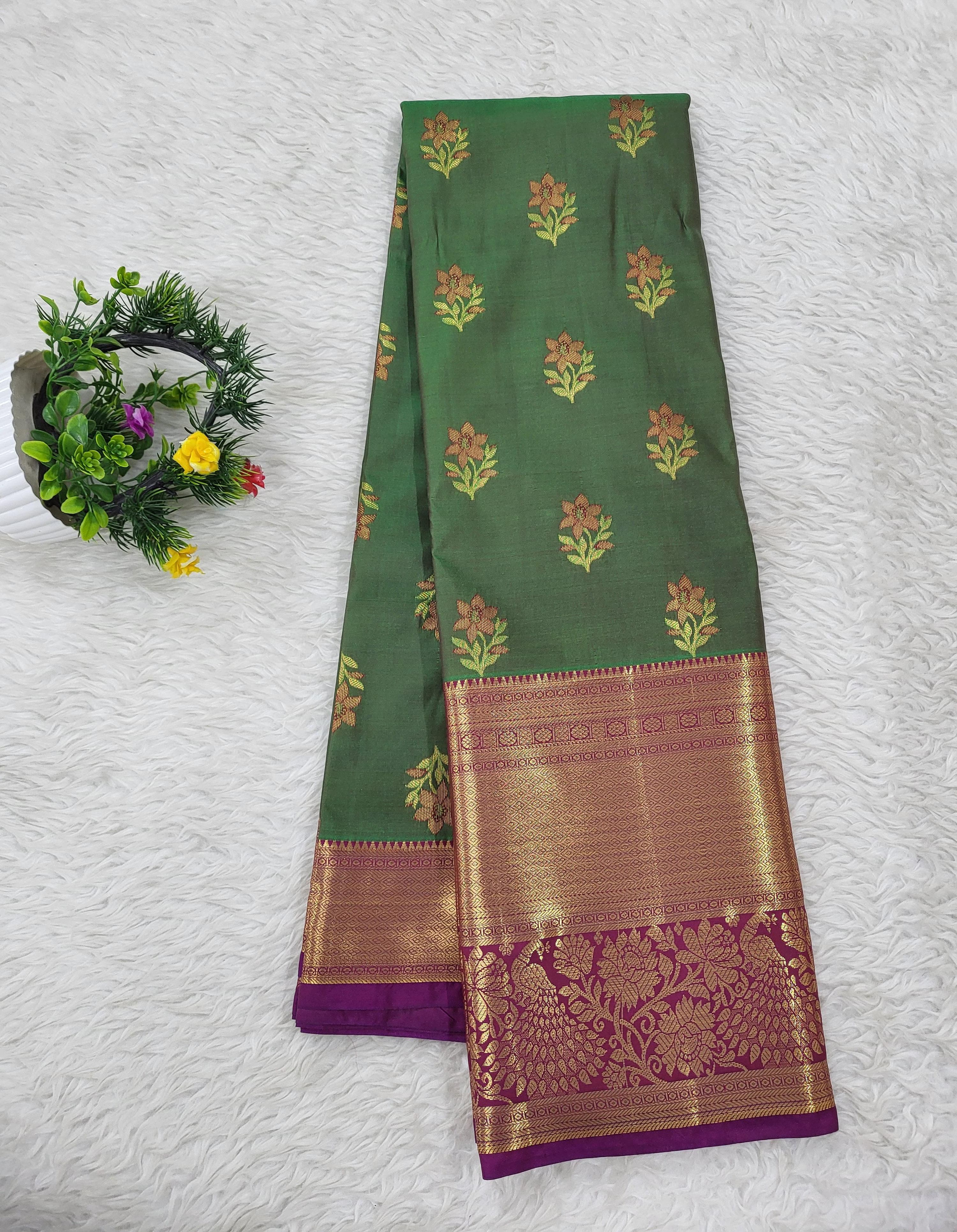 Semi kanchipattu Resham Butta Saree