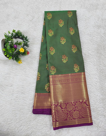 Semi kanchipattu Resham Butta Saree