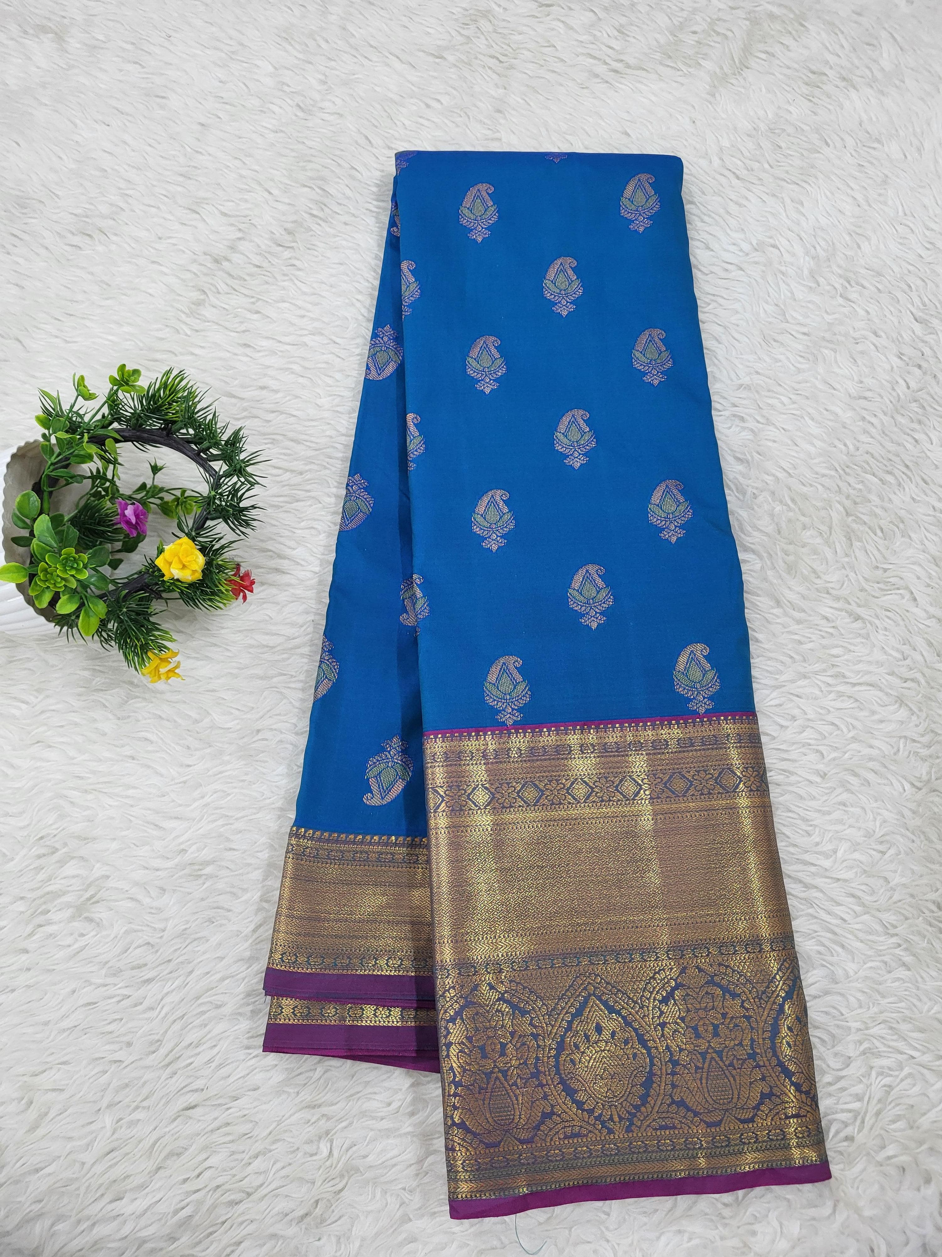 Semi kanchipattu Resham Butta Saree