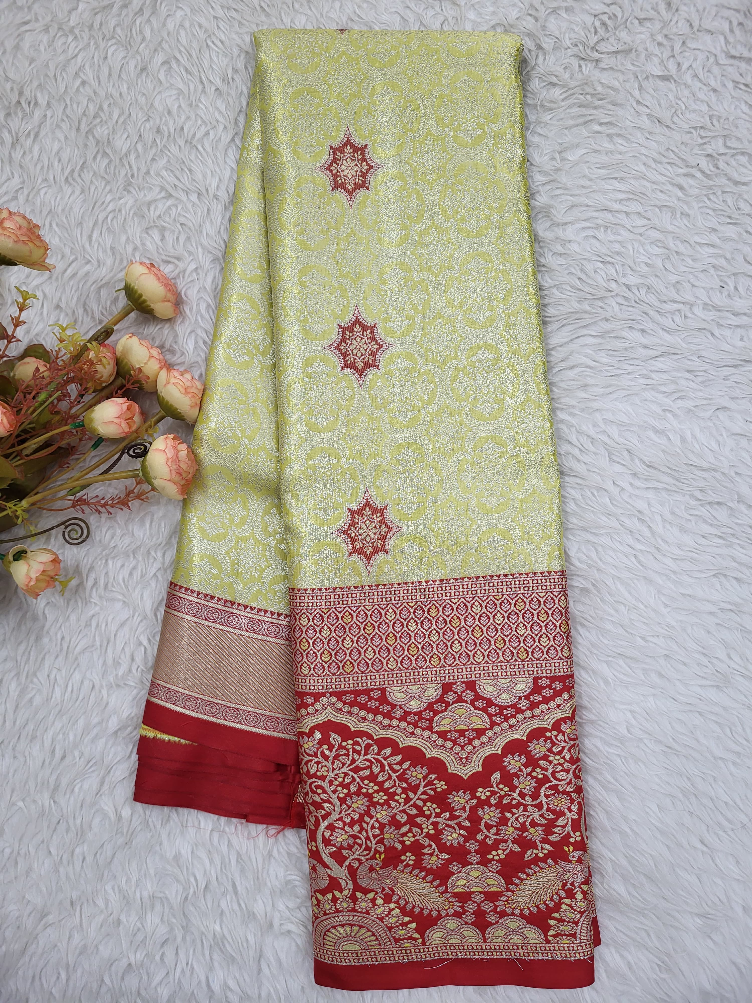Semi Kanchipattu Tissue Meenakari Border Sarees