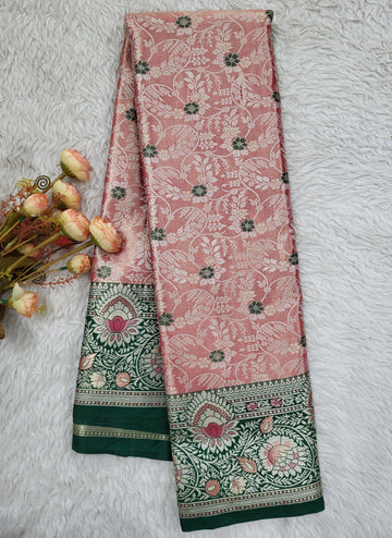 Semi Kanchipattu Tissue Meenakari Border Sarees