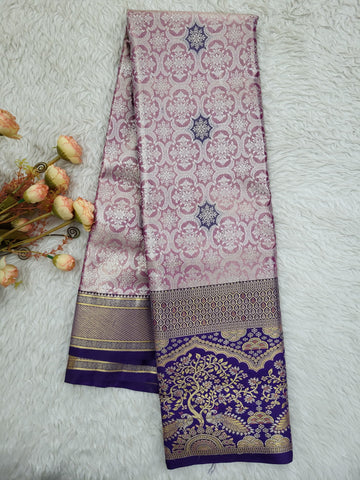 Semi Kanchipattu Tissue Meenakari Border Sarees
