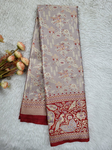 Semi Kanchipattu Tissue Meenakari Border Sarees