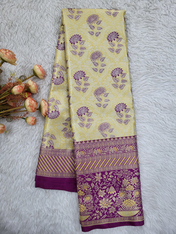 Semi Kanchipattu Tissue Meenakari Border Sarees