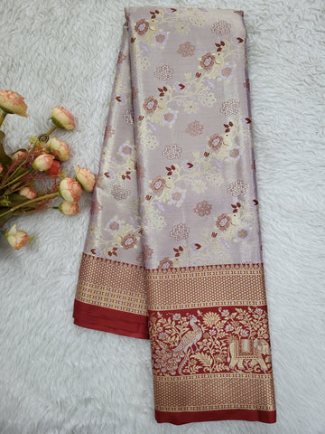 Semi Kanchipattu Tissue Meenakari Border Sarees