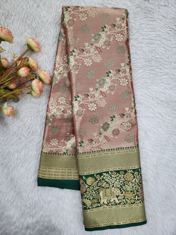 Semi Kanchipattu Tissue Meenakari Border Sarees