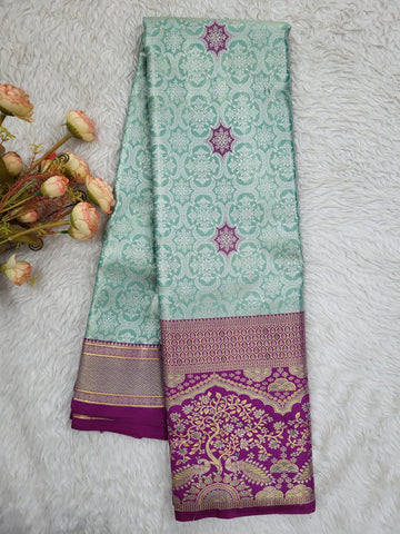 Semi Kanchipattu Tissue Meenakari Border Sarees