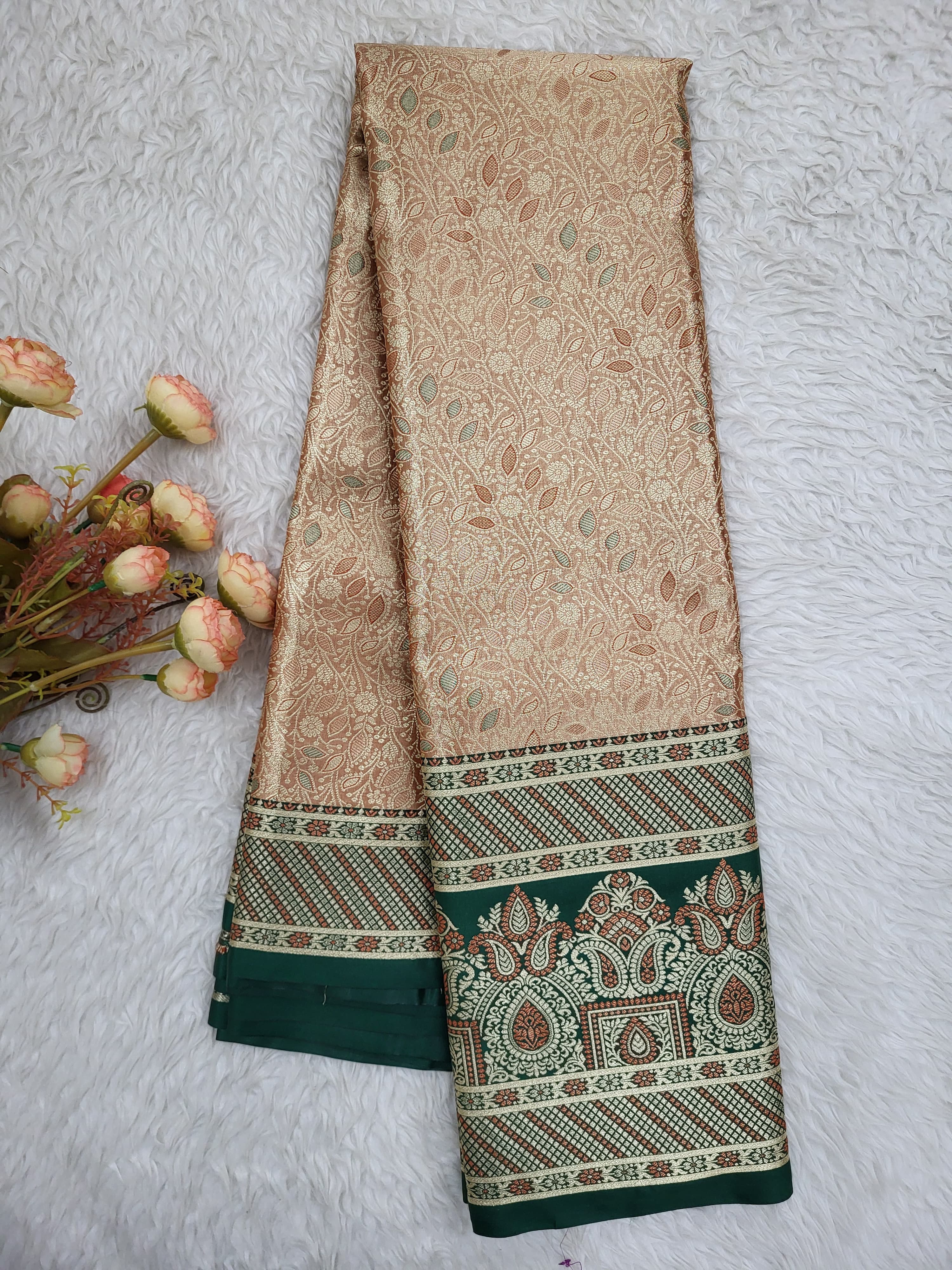 Semi Kanchipattu Tissue Meenakari Border Sarees