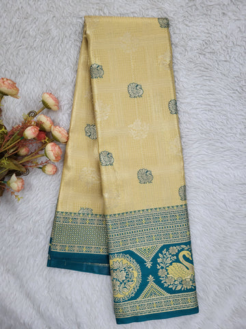Semi Kanchipattu Tissue Meenakari Border Sarees