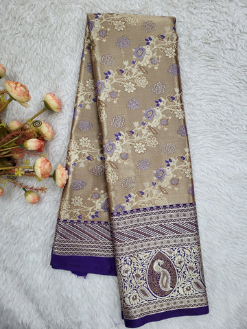Semi Kanchipattu Tissue Meenakari Border Sarees