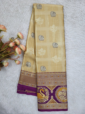 Semi Kanchipattu Tissue Meenakari Border Sarees