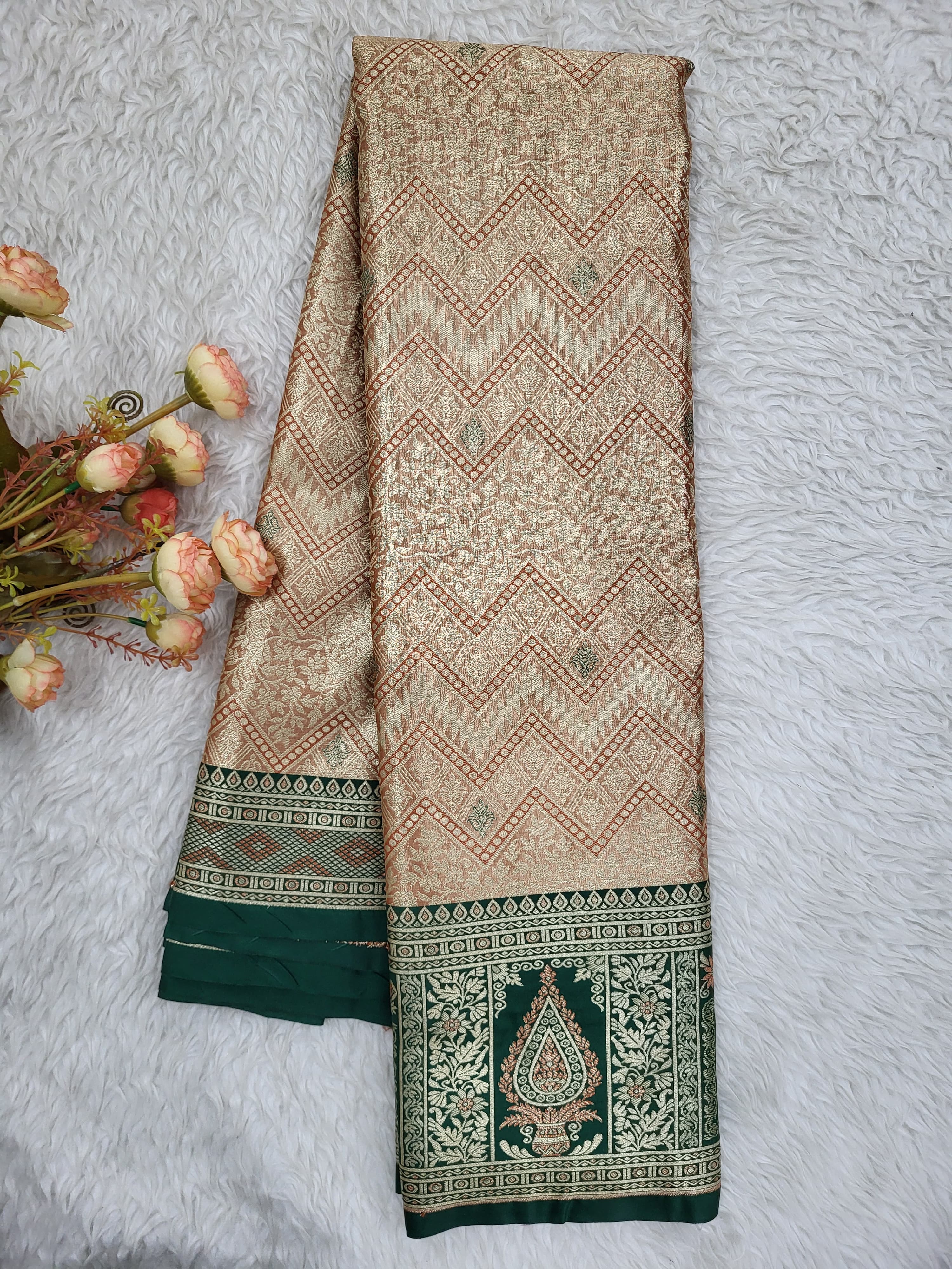 Semi Kanchipattu Tissue Meenakari Border Sarees