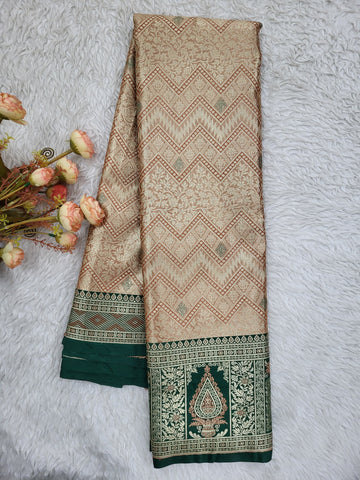 Semi Kanchipattu Tissue Meenakari Border Sarees