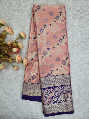 Semi Kanchipattu Tissue Meenakari Border Sarees