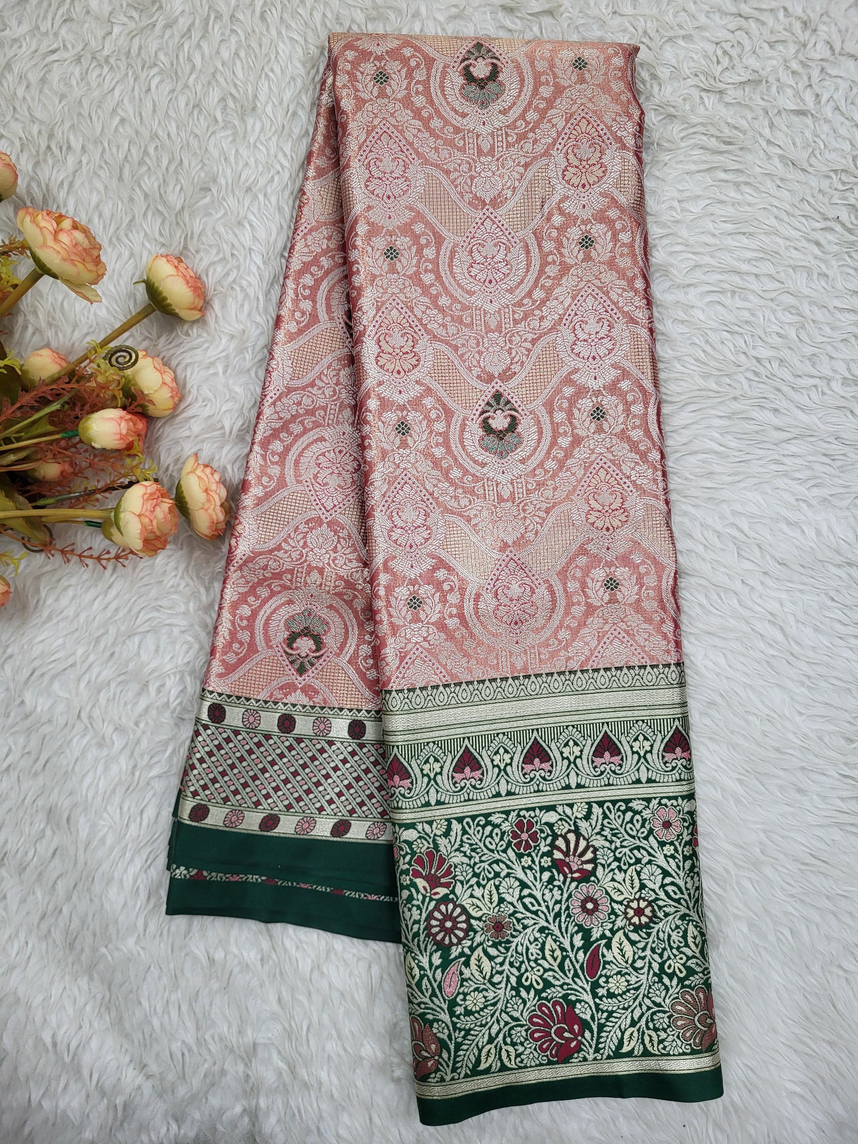 Semi Kanchipattu Tissue Meenakari Border Sarees