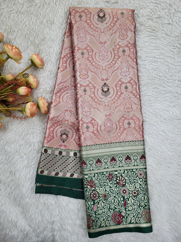 Semi Kanchipattu Tissue Meenakari Border Sarees