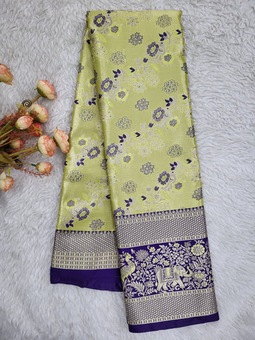 Semi Kanchipattu Tissue Meenakari Border Sarees