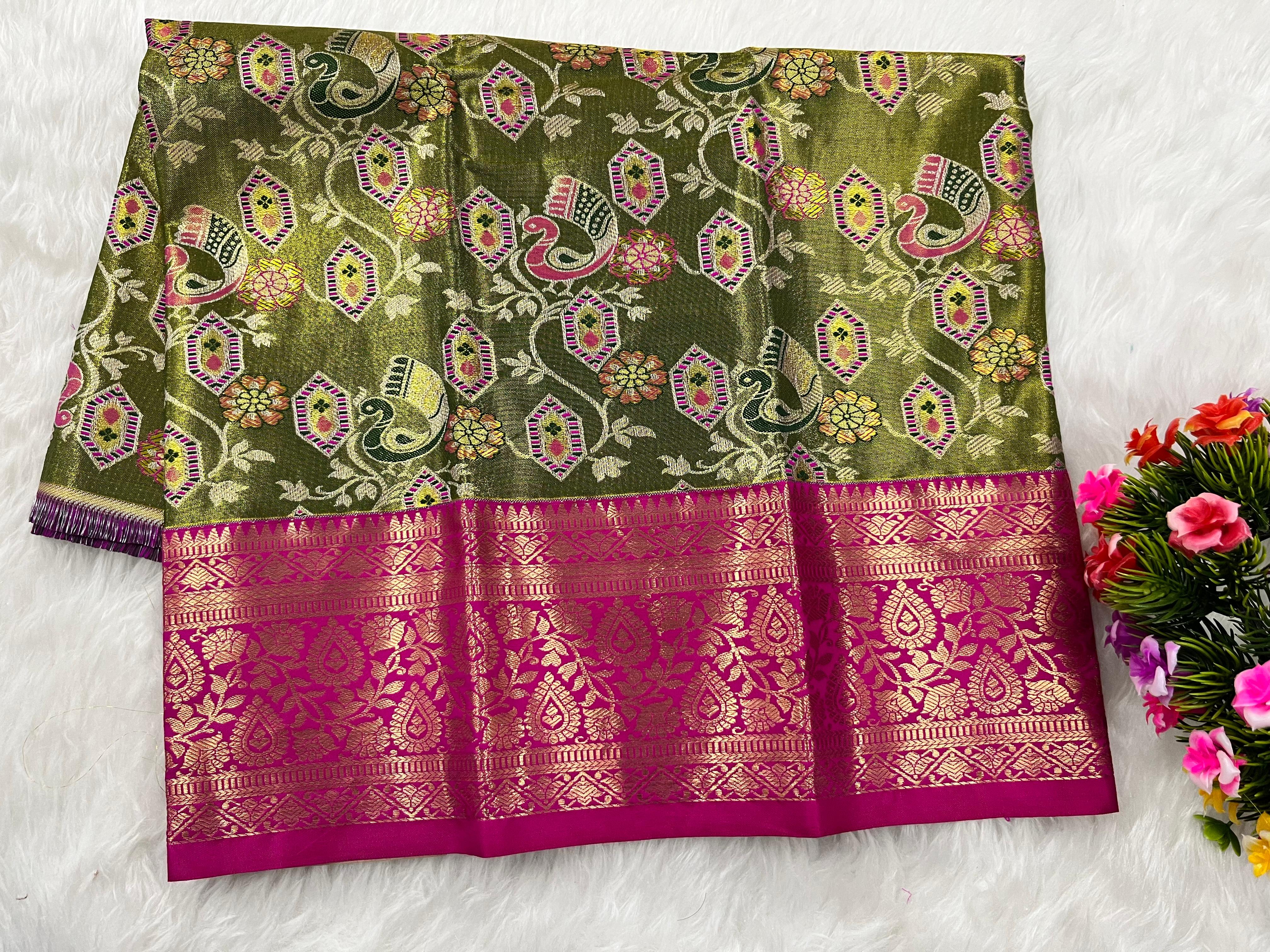 (0–1 Year) Lehenga – Unstitched (Blouse + Material)